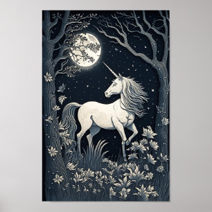 Póster Magnífico poster místico de unicornio