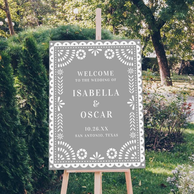 Póster Magnífico signo de bienvenida del Boda Papel gris  (Subido por el creador)