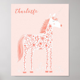 Póster Magnífico Unicornio Rubor Pink personalizado