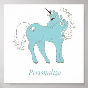 Póster Magnífico unicornio y adorable con estrella