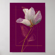 Magnolia Blanca Línea Dorada Magenta