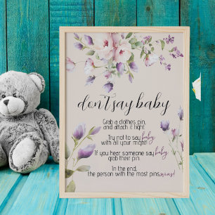 Póster Magnolia Blooms Shhhh No digas juego de Baby Showe