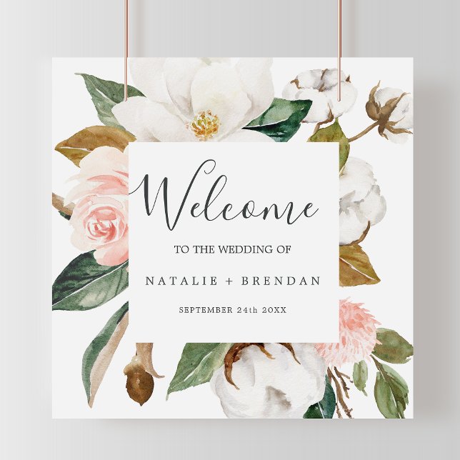 Póster Magnolia elegante | Boda de bienvenida blanco y Ru (Subido por el creador)