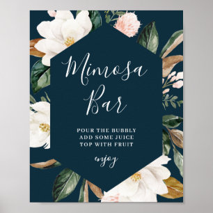 Póster Magnolia floral marina ducha de novia mimosa bar s