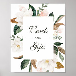 Póster Magnolia floral wedding Cards & Gifts sign