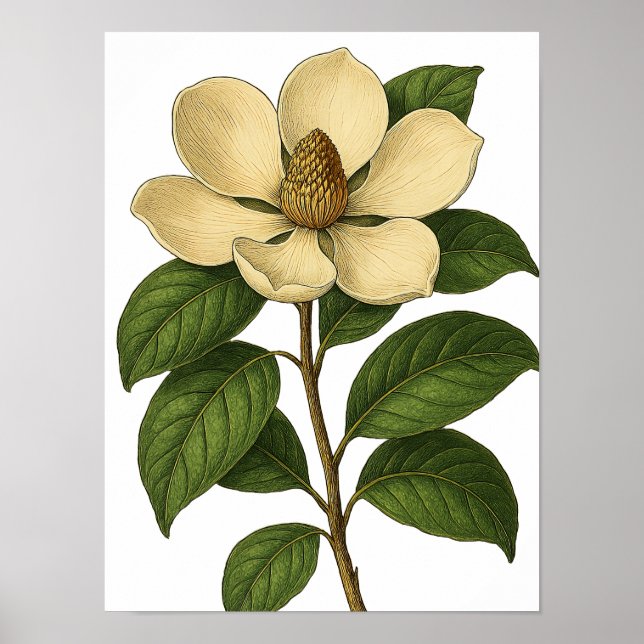 Póster Magnolia Vintage (Frente)