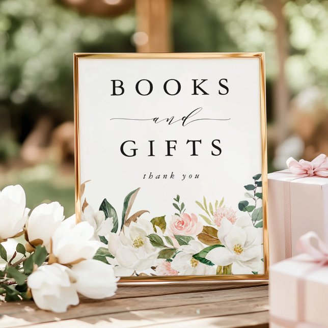 Póster Magnolias elegantes Baby Shower Libros y regalos (Subido por el creador)