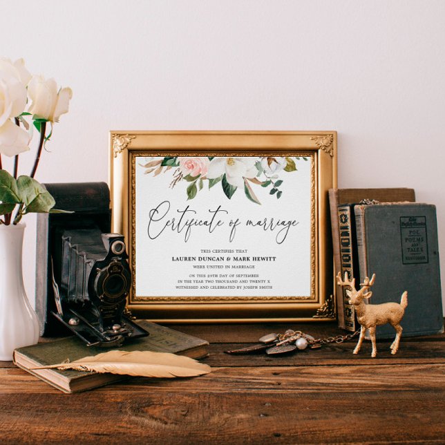Póster Magnolias Elegantes Y Certificado De Matrimonio De (Subido por el creador)