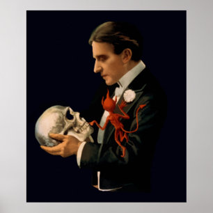 Póster Mago Antiguo, Thurston Sosteniendo una Calavera Hu