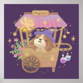 Póster Mago Cachorro: Carrito de Vendedor Mágico Vintage