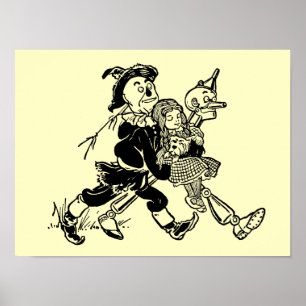 Póster Mago de Oz vintage Dorothy durmiendo con amapolas