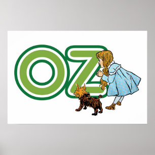 Póster Mago de Oz Vintage Dorothy Toto con letras GRANDES