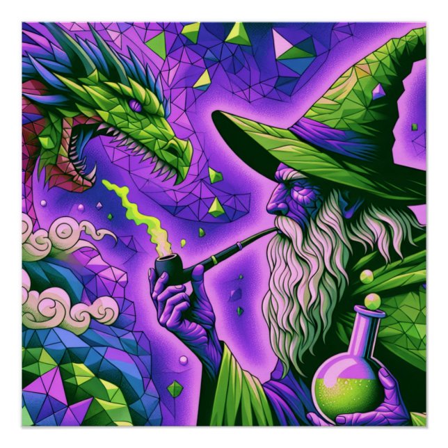 Póster Mago mágico Dragon Fantasy Art (Anverso)