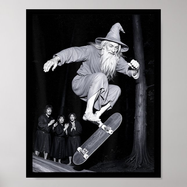 Póster Mago Skateboarding Funny Meme Skater Halloween G (Frente)