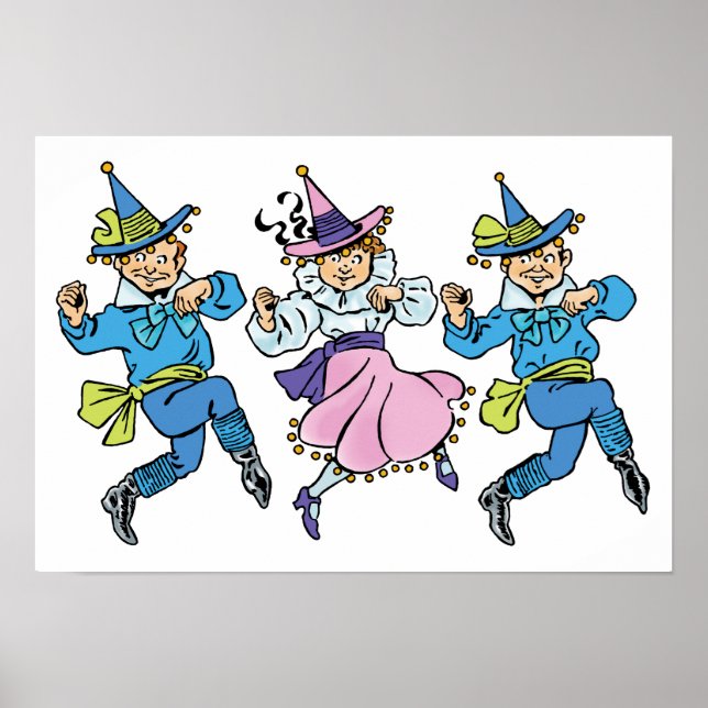 Póster Mago Vintage de Oz, Cute Dancing Munchkins! (Frente)