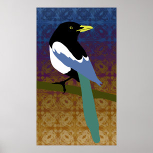 Póster Magpie con billetera amarilla