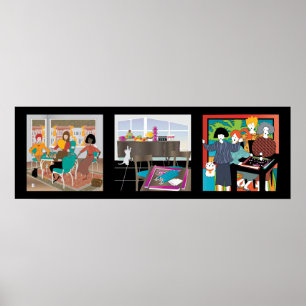 Póster Mah Jongg Game Night Cats Poster