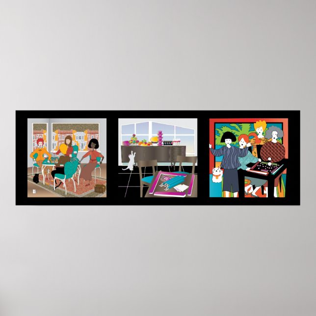 Póster Mah Jongg Game Night Cats Poster (Frente)