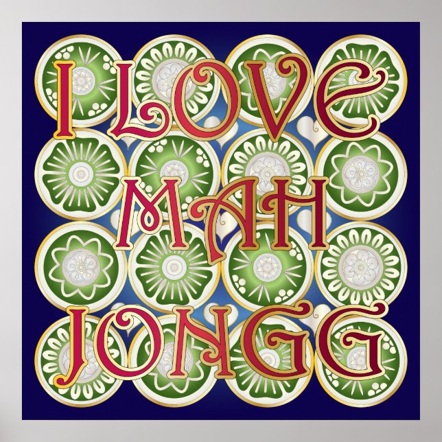 Póster Mah Jongg Valentine I Love MJ (Frente)