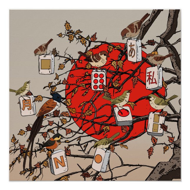 Póster Mahjong Birds Game (Anverso)