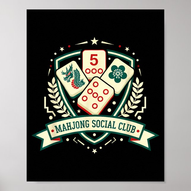 Póster Mahjong Lover Chinese Game Night Funny Mahjong Soc (Frente)