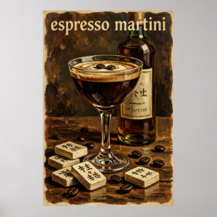 Póster Mahjong Retro Cóctel Vintage