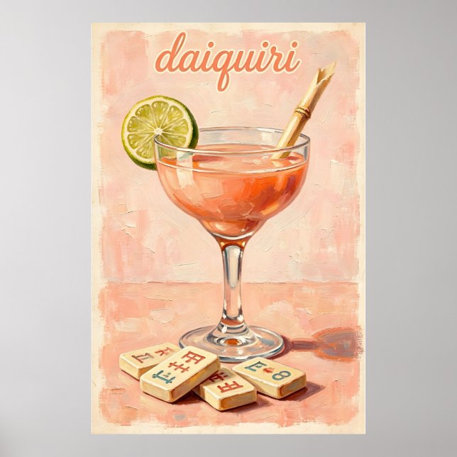 Póster Mahjong Retro Cóctel Vintage (Frente)