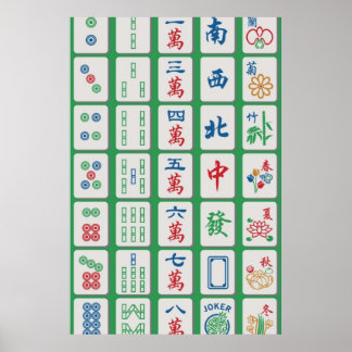 Póster Mahjong Tiles verdes