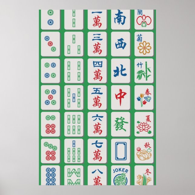 Póster Mahjong Tiles verdes (Frente)