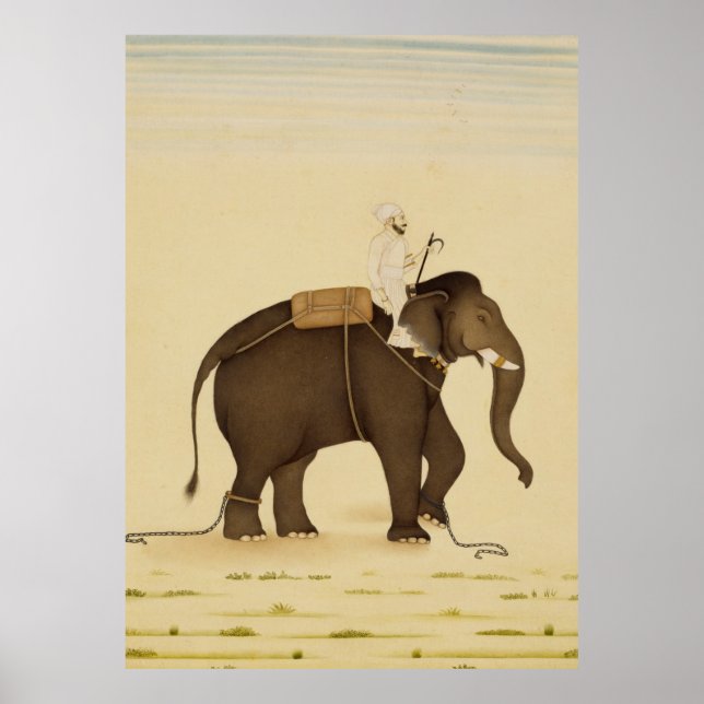 Póster Mahout montando una pintura de elefantes (siglo XV (Frente)