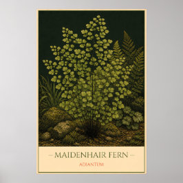 Póster Maidenhair Fern – Vintage Botanical Illustration