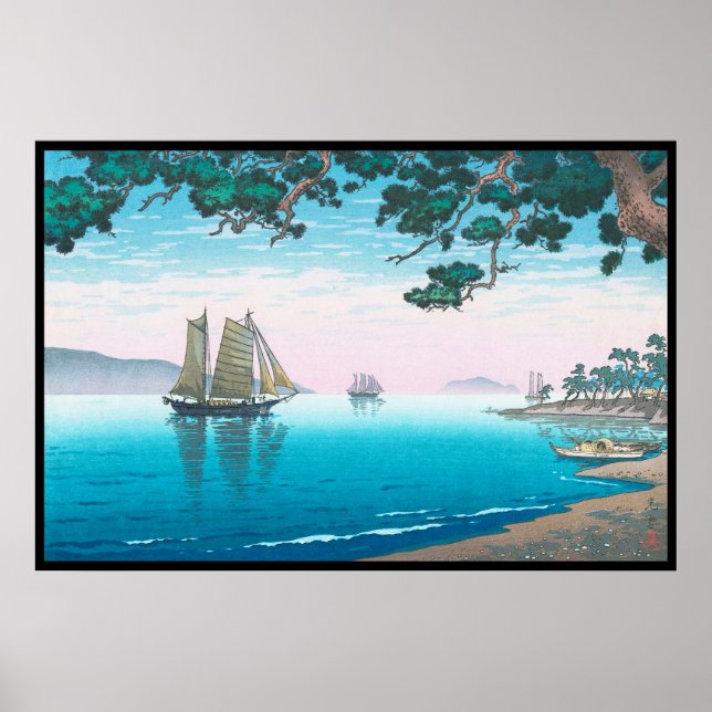Póster Maiko Beach Tsuchiya Koitsu Waterscape shin hanga (Frente)