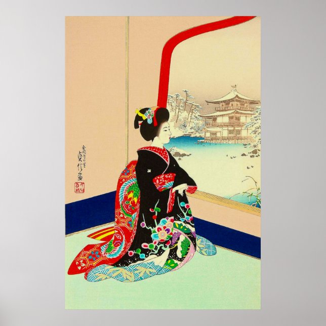 Póster Maiko y Pabellón Dorado Hasegawa Sadanobu III (Frente)