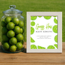 Póster Main Squeeze Bridal Shower How many Lemons Sign
