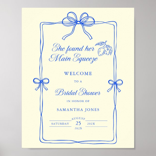 Póster Main Squeeze Lemons Bridal Shower Welcome Sign (Frente)