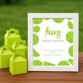 Póster Main Squeeze Lime Green Bridal Shower Favors Sign