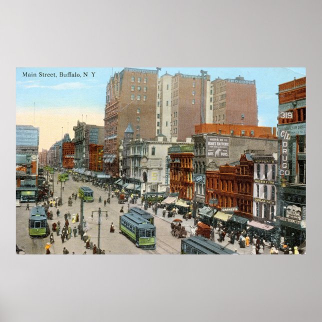 Póster Main St., Buffalo 1913 Vintage (Frente)