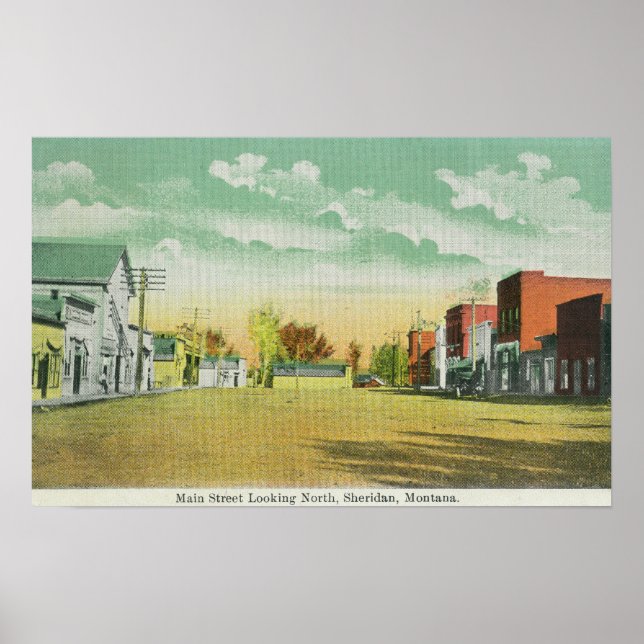 Póster Main Street Looking NorthSheridan, MT (Frente)