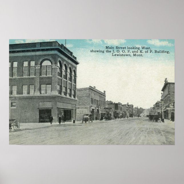 Póster Main Street Looking WestLewiston, MT (Frente)