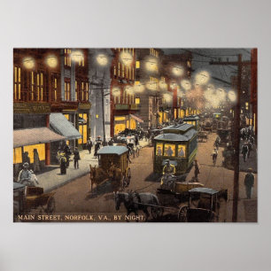 Póster Main Street, Norfolk, Virginia Vintage