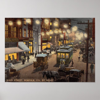Póster Main Street, Norfolk, Virginia Vintage