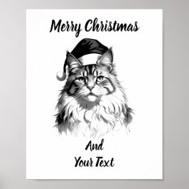 Póster Maine Coon Christmas Poster Instant Download