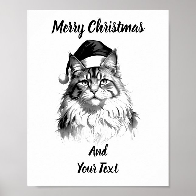 Póster Maine Coon Christmas Poster Instant Download (Frente)