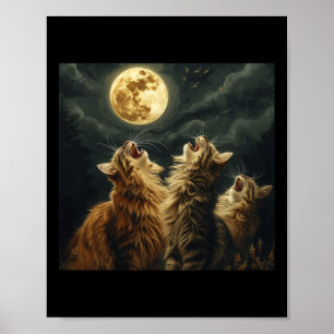 Póster Maine Coon Howl En Moon Cat Lover