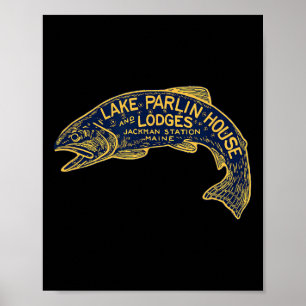 Póster Maine Lodge de Pesca y Caza - Lago Parlin Vint