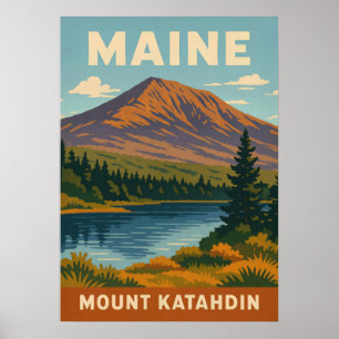 Póster Maine Mount Katahdin V01