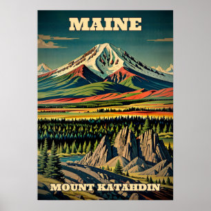 Póster Maine Mount Katahdin V02