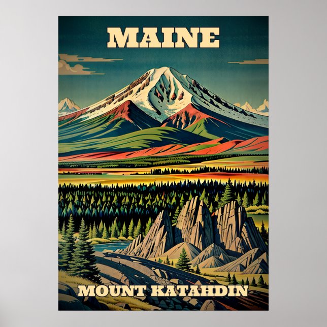Póster Maine Mount Katahdin V02 (Frente)