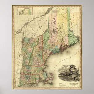 Póster Maine, New Hampshire, Vermont, Massachusetts