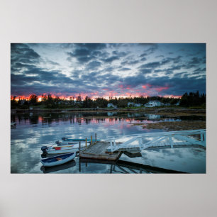 Póster Maine, Newagen, puerto deportivo al atardecer 2 2